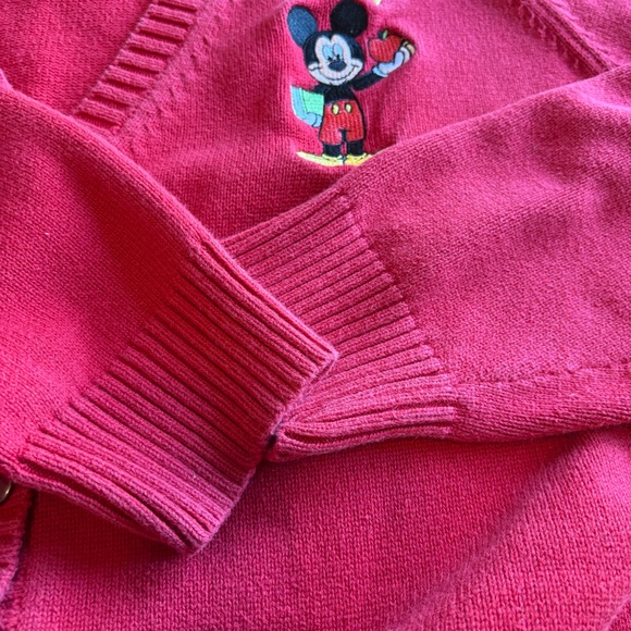Vintage Disney Mickey Minnie Cardigan Teacher Apple Embroidered Red XXL Academia - Picture 10 of 10
